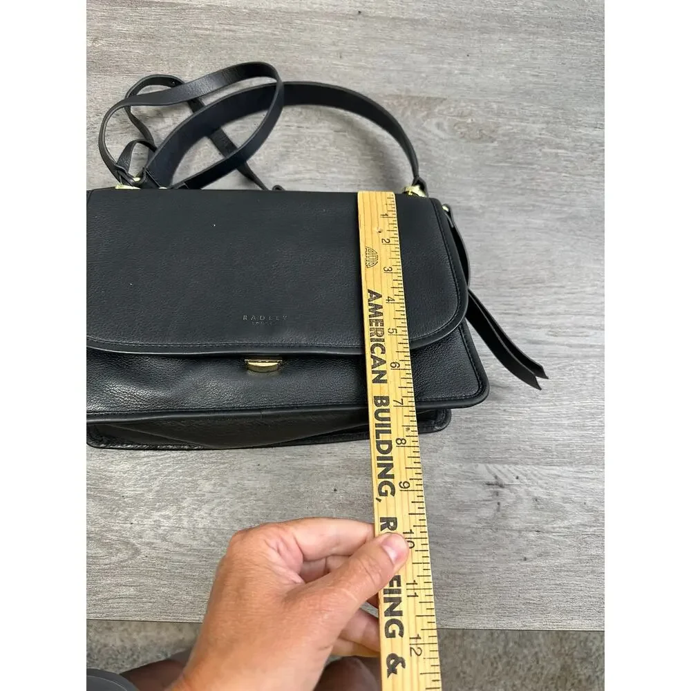 Radley London Cording Street Medium Grab Satchel Bag Purse Black Leather